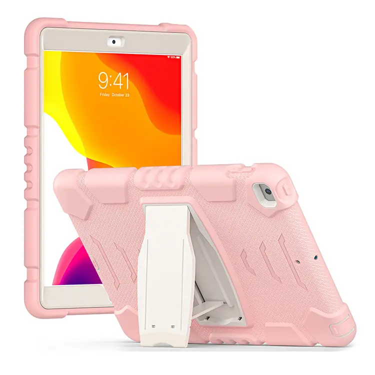 New Arrival 3 in 1 Soft Silicone Kickstand Case Covers For iPad 10.2 Kids Tablet