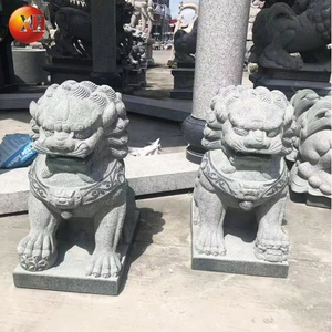 中国の伝統的なスタイルの小さなサイズの天然石彫刻北京ライオン像座り御影石フードッグドア装飾用 - Product Image 2