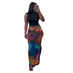 2 couleurs Femmes Été Nouvelle Mode Taille Haute Design Sense a Line Jupe <span class=keywords><strong>mi</strong></span>-longue Femmes Die Tye <span class=keywords><strong>Tutu</strong></span> Jupes - Product Image 1