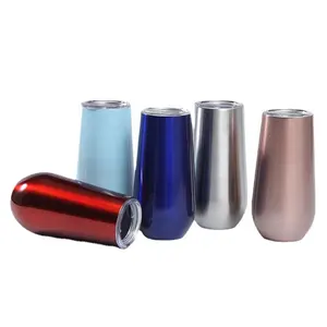 Wholesale Custom Logo Double Wall 304 18/8 Stainless Steel Insulated Drinkware Vacuum Egg Shape Wine Cup Coffee Tumbler With Lid