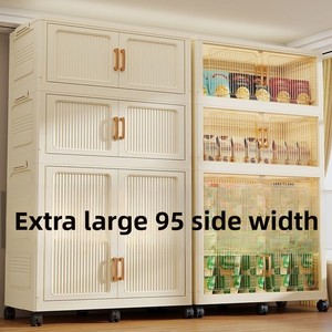 Armoire <span class=keywords><strong>de</strong></span> <span class=keywords><strong>rangement</strong></span> pliable multi-niveaux extra-<span class=keywords><strong>large</strong></span> en PP, sans assemblage requis, pour la maison et le bureau, unité <span class=keywords><strong>de</strong></span> <span class=keywords><strong>rangement</strong></span> pour vêtements <span class=keywords><strong>de</strong></span> chambre à coucher - Product Image 2
