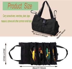Free sample Factory Canvas Tool Roll-Up Bag <b>Wrench</b> Storage Carrier <b>Car</b> Back Seat Organizer Kit, Multi-Purpose Roll Tool Bags - Product Image 2