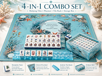 Combo 4-en-1 : Ensemble de Mahjong Moderne de Luxe en Acrylique, Pliable, Écologique, Durable, Portable, Thème Marin Unique, pour le Divertissement (Vente en Gros)