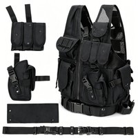 Sac banane tactique multifonctionnel en nylon imperméable avec fermeture éclair et fermoir, fixation Molle réglable pour gilet, grande capacité pour