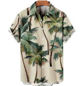 批发最新椰子树3d印花休闲衬衫设计透气夏季男士夏威夷衬衫 - Product Image 5