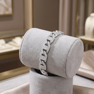 Pulsera de Eslabones de Plata Fina Chapada en Rodio Satva con Detalles Texturizados Brillantes para un Estilo Elegante y Unisex para Fiestas - Product Image 3