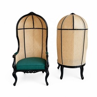 Fauteuil Trône Néoclassique en Bois Massif et Osier, Style Ancien, Fauteuil Trône Cage à Oiseaux pour Mariage et Salon