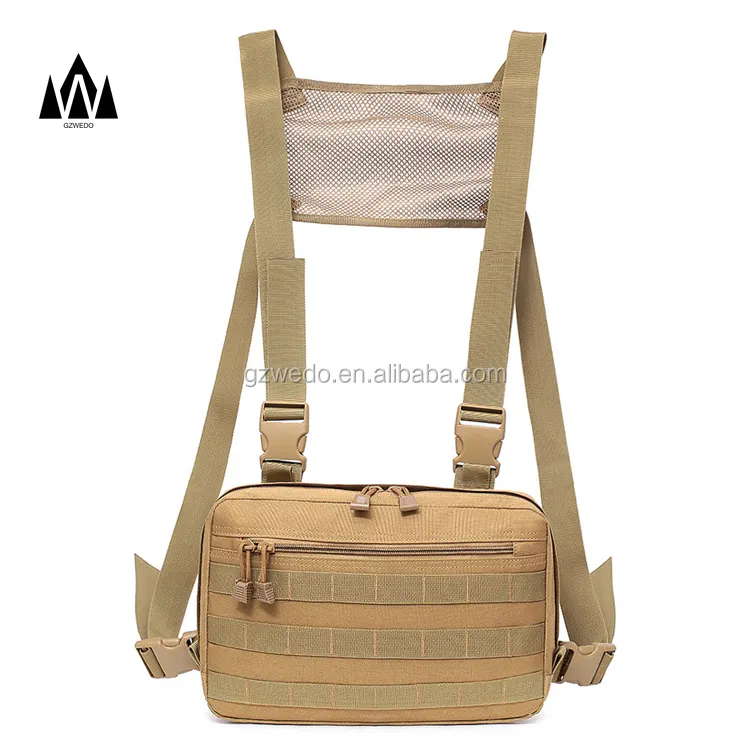 Askeri taktik göğüs Rig çantası aracı yelek, ağır hizmet tipi radyo göğüs paketi erkekler için, savaş MOLLE çantası takım çantası bisiklet için