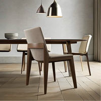 Chaise de salle à manger design de luxe moderne nordique bois massif concis simple avec cuir pour meubles d'hôtel de cuisine à domicile