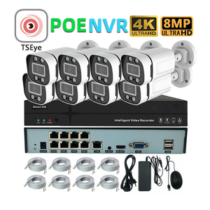 กล้องวงจรปิดรักษาความปลอดภัยแบบกระสุน 8MP 8CH 4K POE ระบบติดตามการเคลื่อนไหวของมนุษย์ มาตรฐานกันน้ำ IP67 ภาพสีคมชัดในเวลากลางคืน - Product Image 1