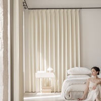 SA0367 Rideaux occultants modernes style simple, lot de 2 panneaux, blanc cassé, en coton et lin double face, pour salon