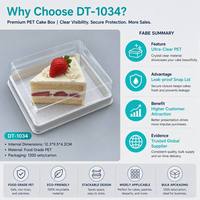 Boîte en plastique PET transparente rectangulaire jetable pour l'emballage du pain, qualité alimentaire, modèle DT-1034, taille et logo personnalisés