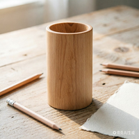 Porte-stylos rond en bois massif, organisateur minimaliste en bois pour le bureau, la décoration de la salle d'étude