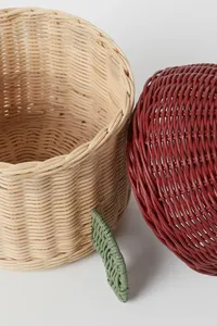 Natural Rattan Handmade <b>Wicker</b> <b>Basket</b> with Lid Rocket Shaped Kid <b>Storage</b> <b>Basket</b> for Toys Clothes in Nursery - Product Image 3