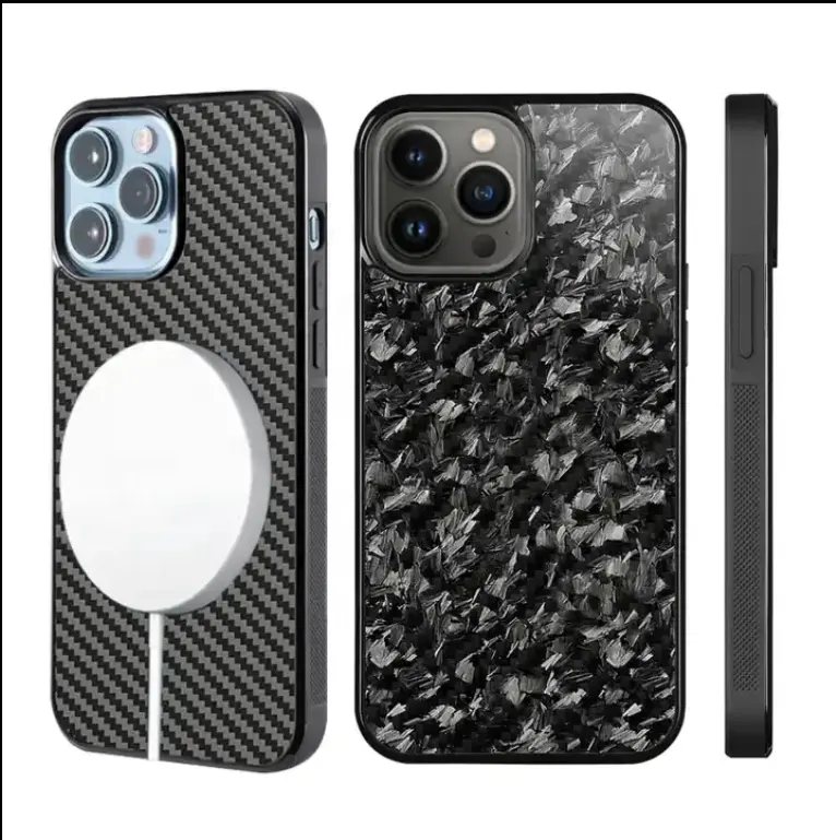 Design de mode 100% véritable fibre de carbone forgée + étui de téléphone en TPU pour Iphone 15pro max/15pro // 15/14pro/14/14 pro max étui en carbone