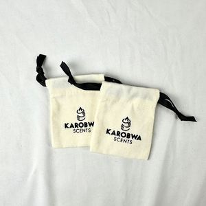 Custom Logo Small Cotton <b>Drawstring</b> Bag 100% Organic Cotton Dust <b>Pouch</b> Differently Sized Gift Bag for Fashion Accessory Storage - Product Image 1