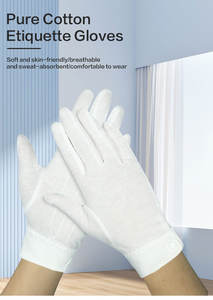 Guantes Blancos de Algodón Puro Ceremoniales, Suaves, Duraderos y Económicos, con Puño Elástico, de Alta Calidad, Personalizables para Etiqueta Laboral - Product Image 2