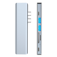 Adaptateur Hub USB Type C 7 en 1, station d'extension double USB Type-C pour MacBook Pro avec lecteur de carte SD/Micro SD USB 3.0 vidéo 4K