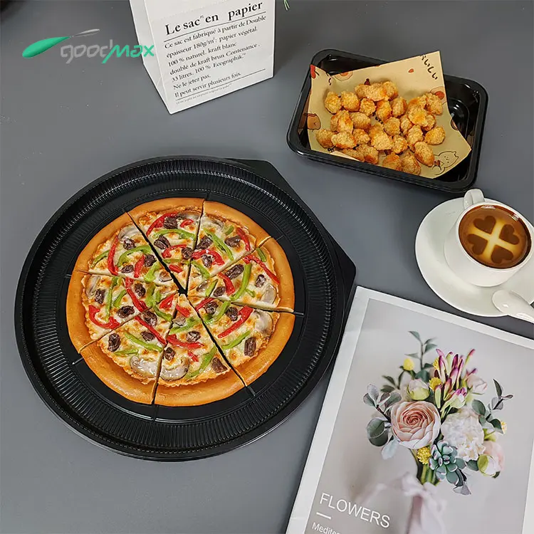 Vente en gros Plateau à pizza jetable personnalisé pour barbecue CPT Emballage alimentaire en plastique portable pour supermarché