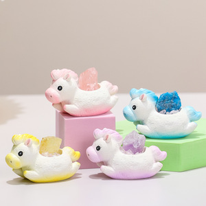 เครื่องประดับคริสตัลรูปม้าน่ารักเป็นของขวัญของตกแต่งบ้านทำจากเรซินสำหรับโต๊ะทำงานรูปปั้นบำบัด - Product Image 1