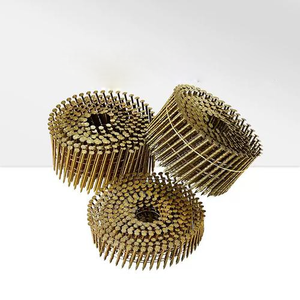 Usine directe haute qualité enduit jaune fil bobine clous en acier au carbone tête plate pour la Construction galvanisé meubles bobine clou - Product Image 1