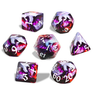 Juego de Dados Poliédricos de Acrílico Personalizados con Diseño de Dragones para DND RPG MTG, Juegos de Rol de Mesa Dungeons and Dragons, Venta al Por Mayor - Product Image 4