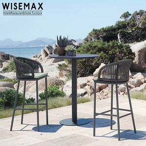 WISEMAX – ensemble de meubles d'extérieur en métal, pieds hauts en rotin, chaise de bar et <span class=keywords><strong>table</strong></span> en <span class=keywords><strong>bois</strong></span> pour restaurant bar, vente en gros - Product Image 2