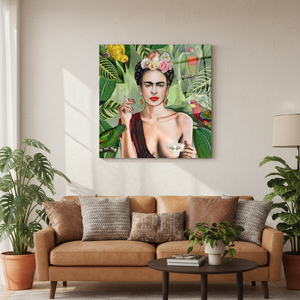 Tropical Portrait Artwork Printed Canvas with Tempered Glass <b>Frame</b> Art Deco Panel Hanging Decor - Product Image 2