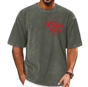 Camisetas extragrandes vintage personalizadas a granel para hombre, Manga corta básica de estilo callejero de algodón lavado - Product Image 3