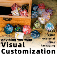 Set Dadu Akrilik Polihedral Berkualitas Tinggi dengan Logo yang Dapat Disesuaikan untuk RPG Dungeons and Dragons D20 15 Buah yang Tahan Lama D3-D100