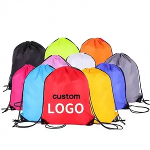 Promotional Non-Woven String Backpacks Polyester Custom Draw String Bag Waterproof Fitness Draw String Bag