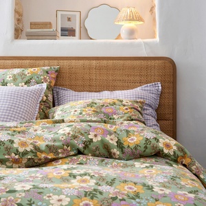 Flora Pattern Custom Size French Flax Linen Duvet Cover <b>Bed</b> Sheet Linen Luxury Flower Cotton Linen Bedding Home Textiles - Product Image 2