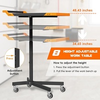 Banc de travail réglable pour garage, chariot à outils roulant sur roues, capacité maximale de 110 livres, table de travail multi-scènes