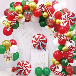 Noel şeker parti alüminyum Film seti balon noel parti malzemeleri kırmızı yeşil balon parti dekorasyon kemer