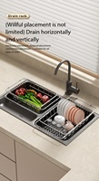 Égouttoir de lavabo multifonctionnel en acier inoxydable pour bols et assiettes, avec fonction de filtration d'eau et rangement pour vaisselle