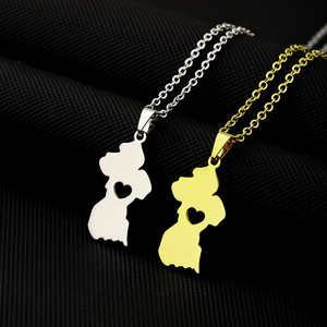 Collier chaîne en émail avec pendentif drapeau de la <span class=keywords><strong>Guyane</strong></span> en acier inoxydable plaqué or 18 carats, vente en gros fabricant - Product Image 3