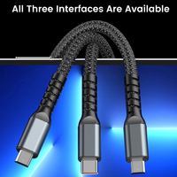 100W 3-en-1 Câble de charge super rapide USB Type C Micro Chargeur Câble pour iPhone Huawei Samsung