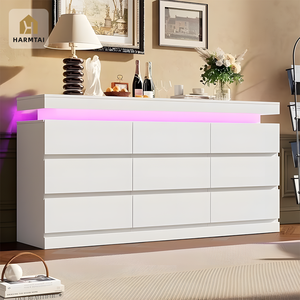 <span class=keywords><strong>Commode</strong></span> HarmTai avec station de charge intégrée, ports USB, lumière LED RGB, 9 tiroirs, armoire de rangement - Product Image 1