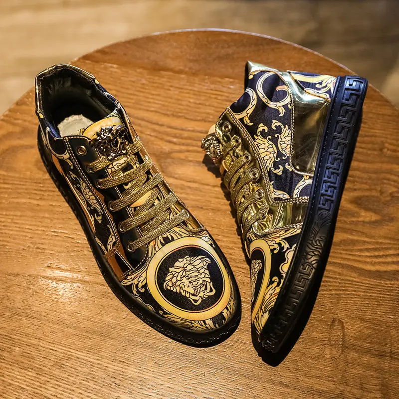 Groothandel Nieuwe Wandelschoenen Mannen Modieuze High-Top Luxe Casual Schoenen 2022 Trendy Sport Mannen Gouden Schoenen