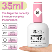 UNIGEL 35ml Gel de Construction Grande Capacité pour Extension d'Ongles UV LED, Usage Professionnel en Salon, Non Toxique, Longue Durée, OEM ODM Vente en Gros