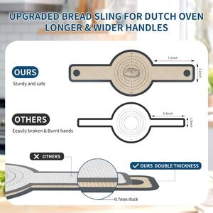 Support à pain personnalisé avec longues poignées, tapis en silicone réutilisables faciles à nettoyer pour la cuisson au four hollandais, outils de pâtisserie - Product Image 2