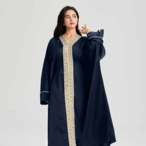 LM122 Robe longue abaya de luxe en dentelle brodée dorée | <span class=keywords><strong>Style</strong></span> arabe <span class=keywords><strong>Khaleeji</strong></span> avec ceinture intérieure - Product Image 5