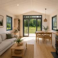 Casa Contenedor Expandible de 40 pies, Moderna y Prefabricada, con Interruptores, Enchufes, Iluminación y Calefacción, Mini Casa para Complejos Turísticos