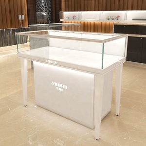 Mostrador de Joyería de Diseño Personalizado, Móvil, de Madera Contrachapada, con Vitrina de Vidrio para Exhibición en Tiendas de Joyería - Product Image 6