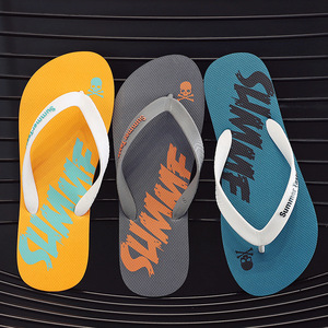 Wholesale Summer Anti-Slip Outdoor Beach Slippers Rubber Flip Flops Thongs Print Man's Sandals