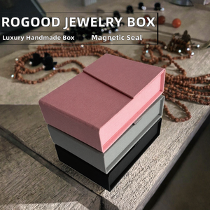 ROGOOD Boîte à bijoux en papier texturé faite à la main style OEM avec doublure en éponge et fermeture magnétique pour pendentif, collier, bracelet, boucles d'oreilles P2362 - Product Image 2