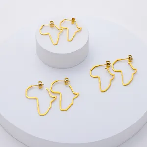 fashion jewelry 11cm stainless steel Africa style stud big African map hoop earrings for women Lefeng