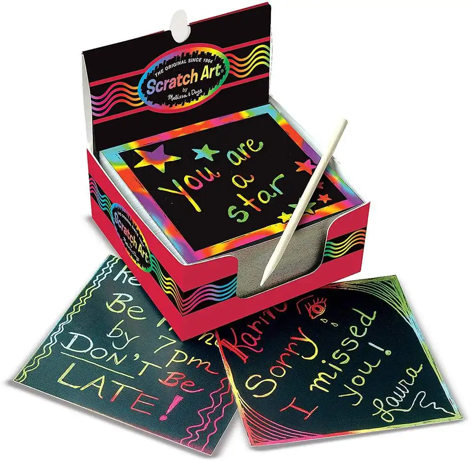 Magic Rainbow DIY Hang Tags kids Scratch Bookmarks Art Gift Set