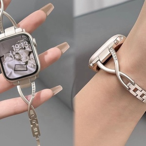 Bracelet fin en acier inoxydable avec clous croisés et boucle à ardillon pour Apple Watch 1-9, style féminin, compatible avec IWatch 8/9/10 - Product Image 1