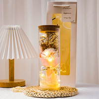 2026 AYOYO OEM Cadeau Saint-Valentin : Mini bouquet de fleurs préservées en verre avec lys artificiel et tournesol, avec lumière